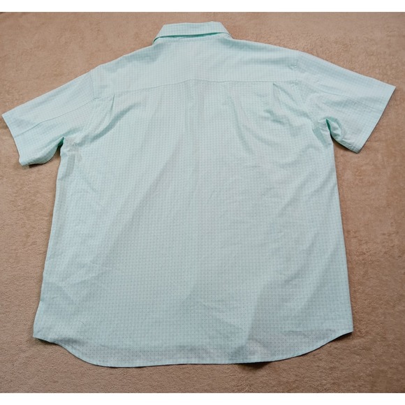 Huk Short Sleeve Lightweight Stretch Button Up Shirt Men's 2XL Aqua - Picture 2 of 5